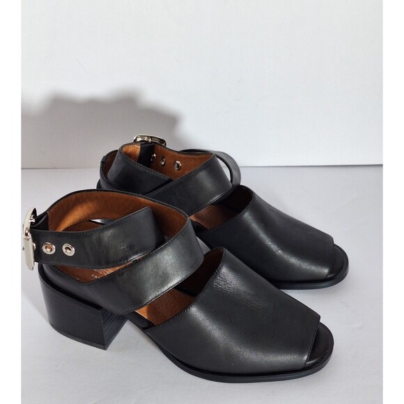 Jeffery Campbell x Free People Mary Jane Sandals Sz 6 Peep Toe Block Heel Black - Picture 1 of 10
